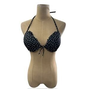 "Victoria Secret" Bikini Top Size 34B Black White Polka Dots Beach Sexy Vacation